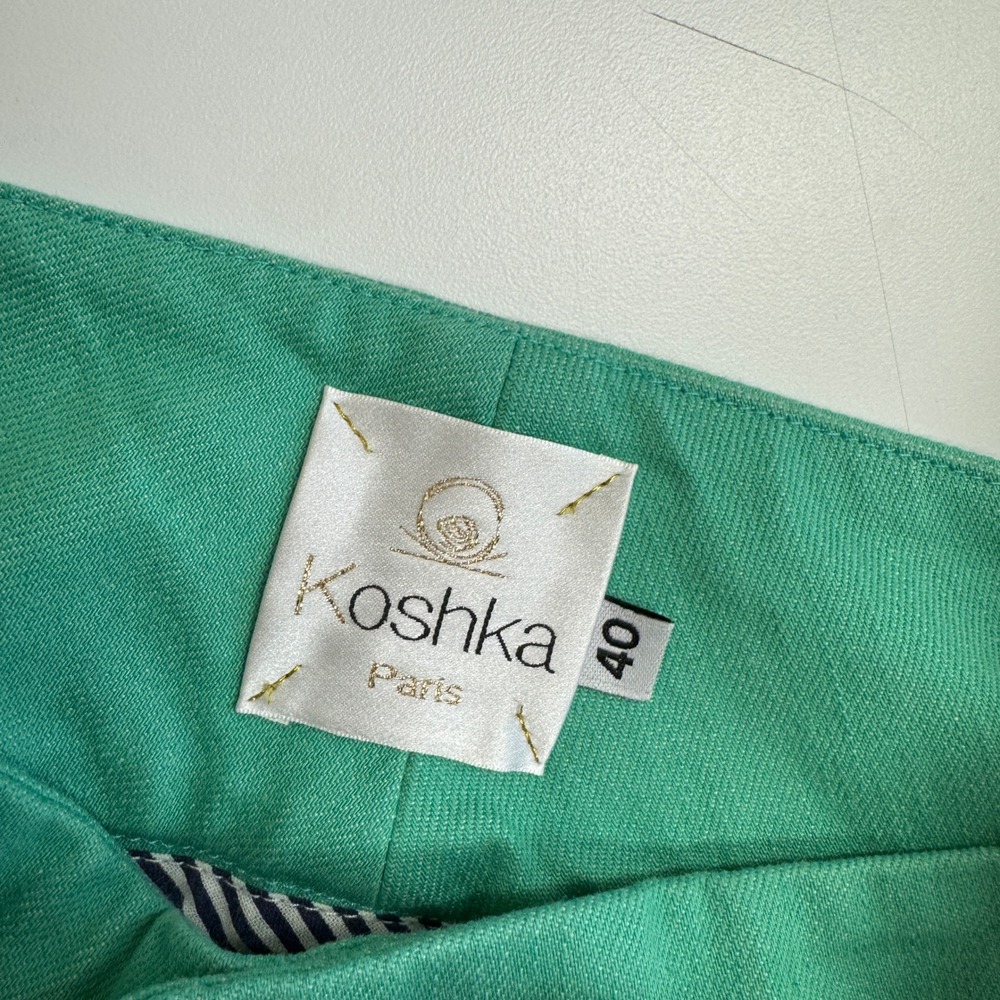 Koshka Mashka Paris Pants Womens 40 FR Green French Raw Hem Retro Straight Leg - Picture 5 of 9
